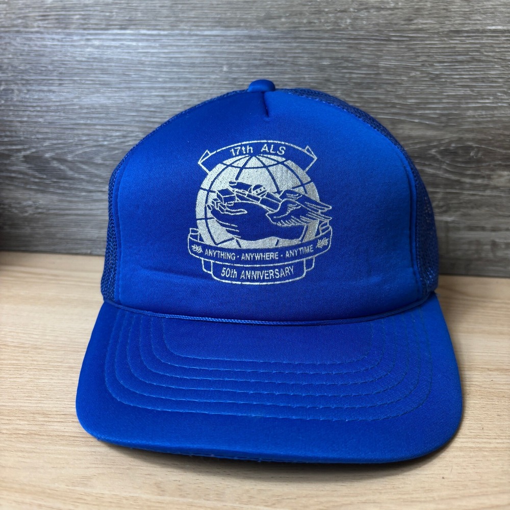 Vintage ALS Hat Cap Snap Back Blue Blue Trucker Adjustable